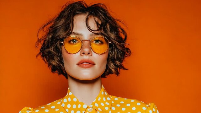Woman in orange tinted glasses