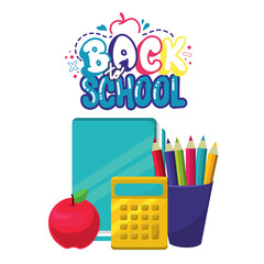 Back to School Pencil Set Icon with Books and Ruler, Fun Education Design for Students and Classroom Projects