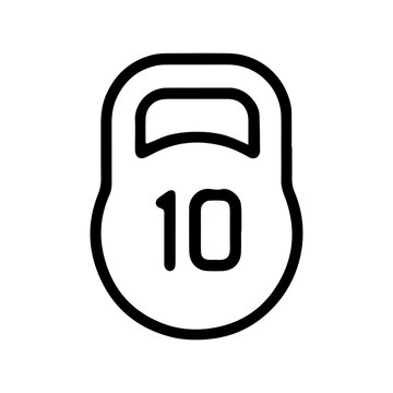 Illustration of a ten pound kettlebell weight with a handle outline