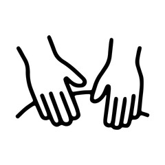 Obraz premium Two hands holding a string or thread in a simple line drawing style