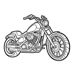 Obraz premium Classic Chopper Motorcycle Line Art: A Detailed Drawing of a Vintage Cruiser Bike