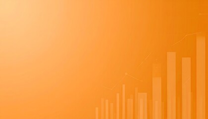 Abstract Bar Chart Overlay On Warm Orange Gradient Backdrop with Light Effects