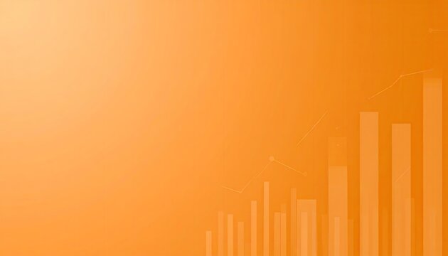 Abstract Bar Chart Overlay On Warm Orange Gradient Backdrop with Light Effects