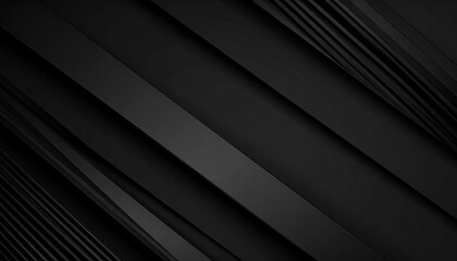 Obraz premium Abstract Black Background with Geometric Diagonal Lines and Shadows for a Modern Design