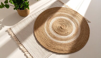 Palm leaf shadows create a tropical, beige scene