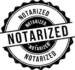 Fototapeta premium Notarized grunge stamp seal icon vector. Black circular distressed badge.
