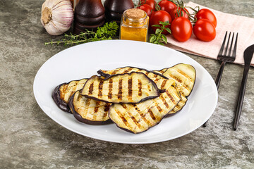 Grilled eggplant slice snack appetizer