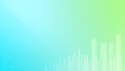 Abstract Blue And Green Gradient Background With Analytic Bar Graph Overlay Depicting Growth And Success