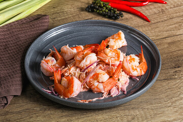 Shrimp cocktail with salad and sauce