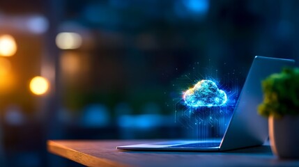 Enhancing Business Productivity with Digital Document Management and Cloud Integration on a Laptop.