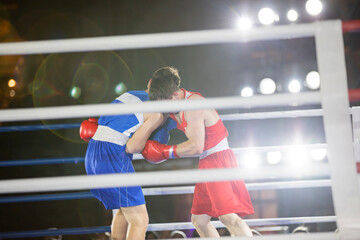 boxers fight with gloves in the ring punch hook