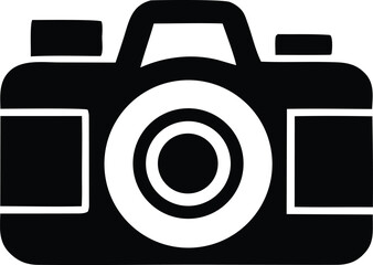 Iconic silhouette of a classic camera with a prominent lens representing photography and visual capture