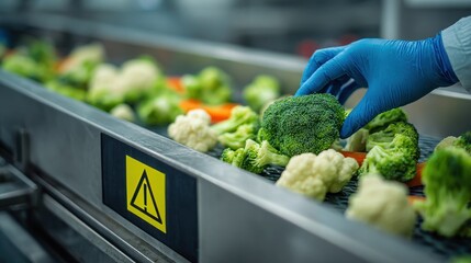 Fresh Vegetables Being Sorted on Production Line in Modern Agricultural Facility