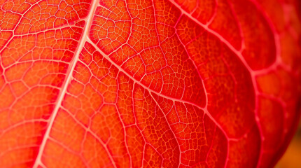 Obraz premium Ai generated image of a closeup of a red leaf reveals its delicate vein structure