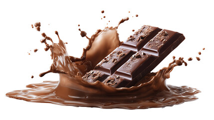 Chocolate cubes with one splashing in spoon, illustration