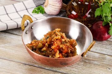 Grilled vegetables salad - Eggplant, tomato and pepper