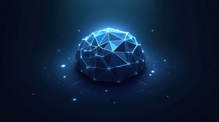 Blue geometric sphere glowing abstract