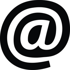 Bold black and white graphic representation of the at symbol a universal internet and email communication icon