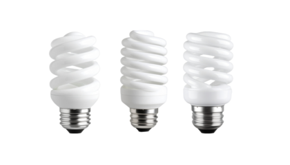 Bright fluorescent energy saving light bulb on white background