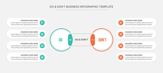 Dos and Don'ts, Pros and Cons, Vs, Versus Comparison Circle Infographic Design Template