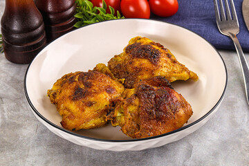 Roasted chicken thighs  with spices