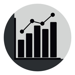 Vector art of a grayscale bar graph showing financial growth