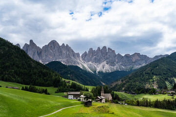 Spectacular Alpine Landscape in Val di Funes, Italy &ndash; Odle Mountain Peaks and Green Meadows