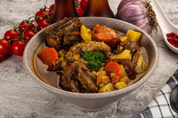 Gourmet Oxtail beef soup with vegetables
