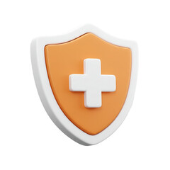 Obraz premium A three-dimensional rendering of a shield featuring a cross symbol indicating health protection and medical safety.