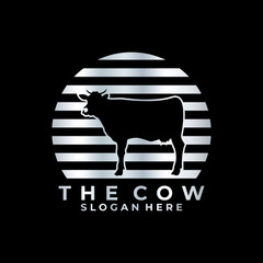 Cow with sun abstract logo design vector template