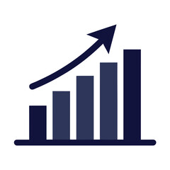 Vector art of bar chart with an upward trending arrow indicating growth