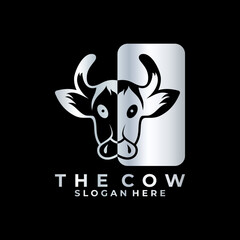 Cow apps logo design vector template. Modern cow logo icon