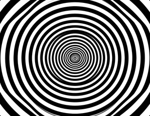 Naklejka premium Concentric black and white circles create an optical illusion of a spiral vortex