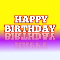 happy birthday greeting card with colorful background and reflection