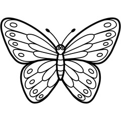 Hand drawn butterfly cartoon illustration outline 