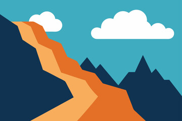 Obraz premium Mountain path with cloudy sky