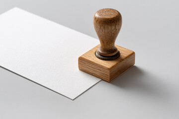 rectangular wood stamp placed on white envelop