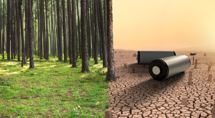 Deforestation for battery production concept