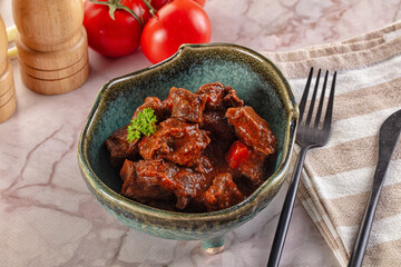 Hungarian goulash with beef meat