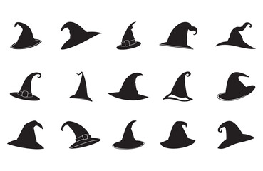 set of halloween hat vector illustration. witch hat on white background