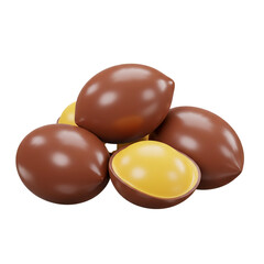 Delicious chocolate treats with a creamy yellow filling are artfully arranged creating a tempting visual of indulgence and sweetness.