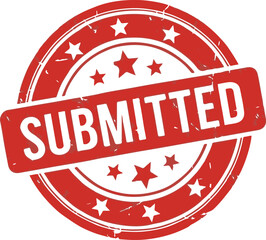 Isolated Red Grunge 'SUBMITTED' Rubber Stamp Vector with Stars