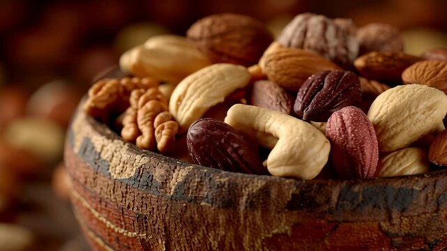 Rustic Nuts Bowl Close-Up/素朴なナッツボウルのクローズアップ7