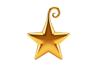 A gleaming golden star ornament with a decorative swirl at the top radiates festive cheer and celebratory vibes.