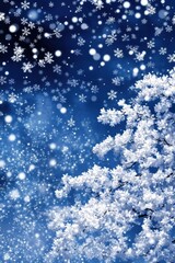 Fototapeta premium Blue Floral Holiday Card Design with Christmas and New Year Elements for Christmas, Years background