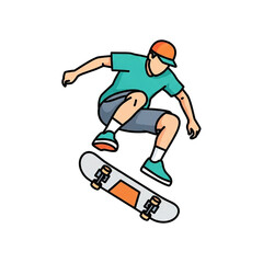 Obraz premium An energetic individual demonstrates an exciting mid-air skateboarding trick with precision and style.