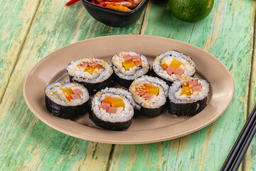 Koream homemade roll Kimbap with nori seaweed