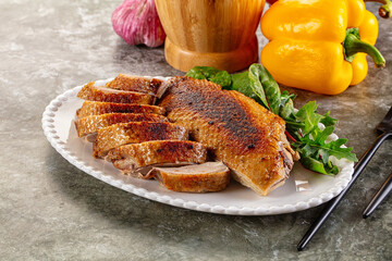 Roasted duck breast with slices