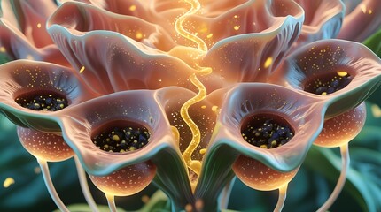 A plant with petal-like digestive sacs that swirl with nectar 
