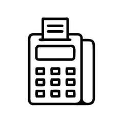 Fototapeta premium Cash register with receipt paper in minimalist line art style 